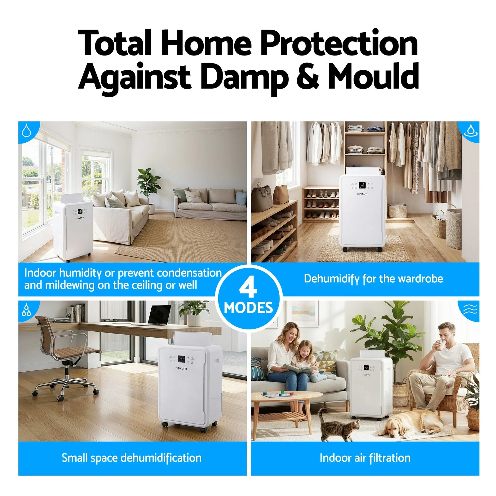 50L/Day Dehumidifier Home Air Dryer Mould Moisture 8.5L Tank