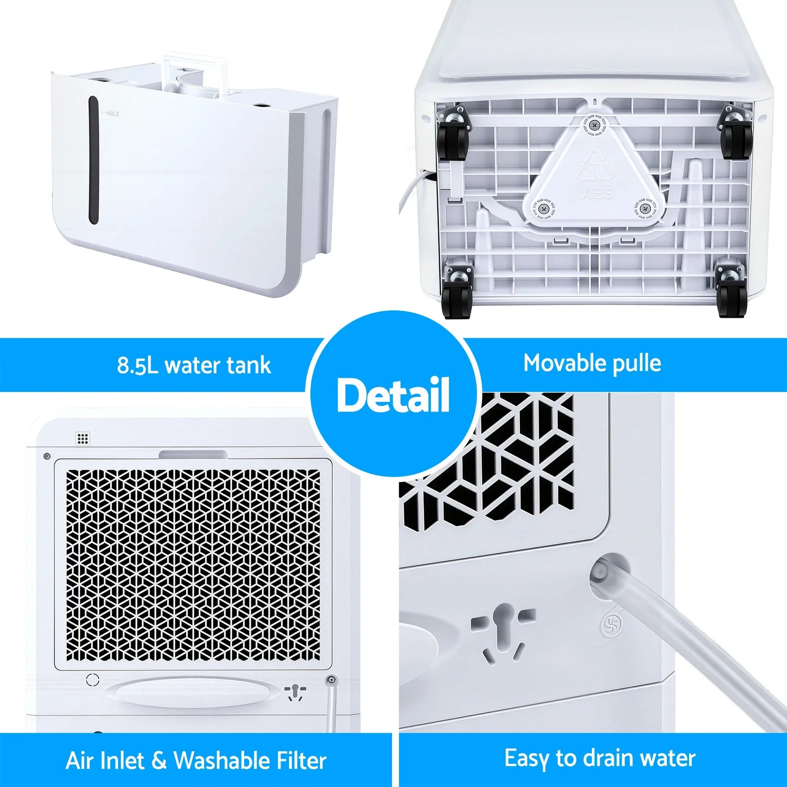 50L/Day Dehumidifier Home Air Dryer Mould Moisture 8.5L Tank
