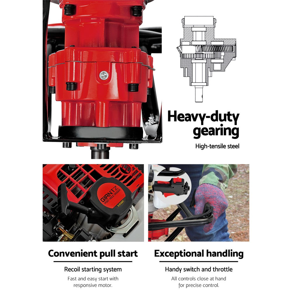 Giantz Post Hole Digger 300mm Petrol Drill Extension Bits Auger