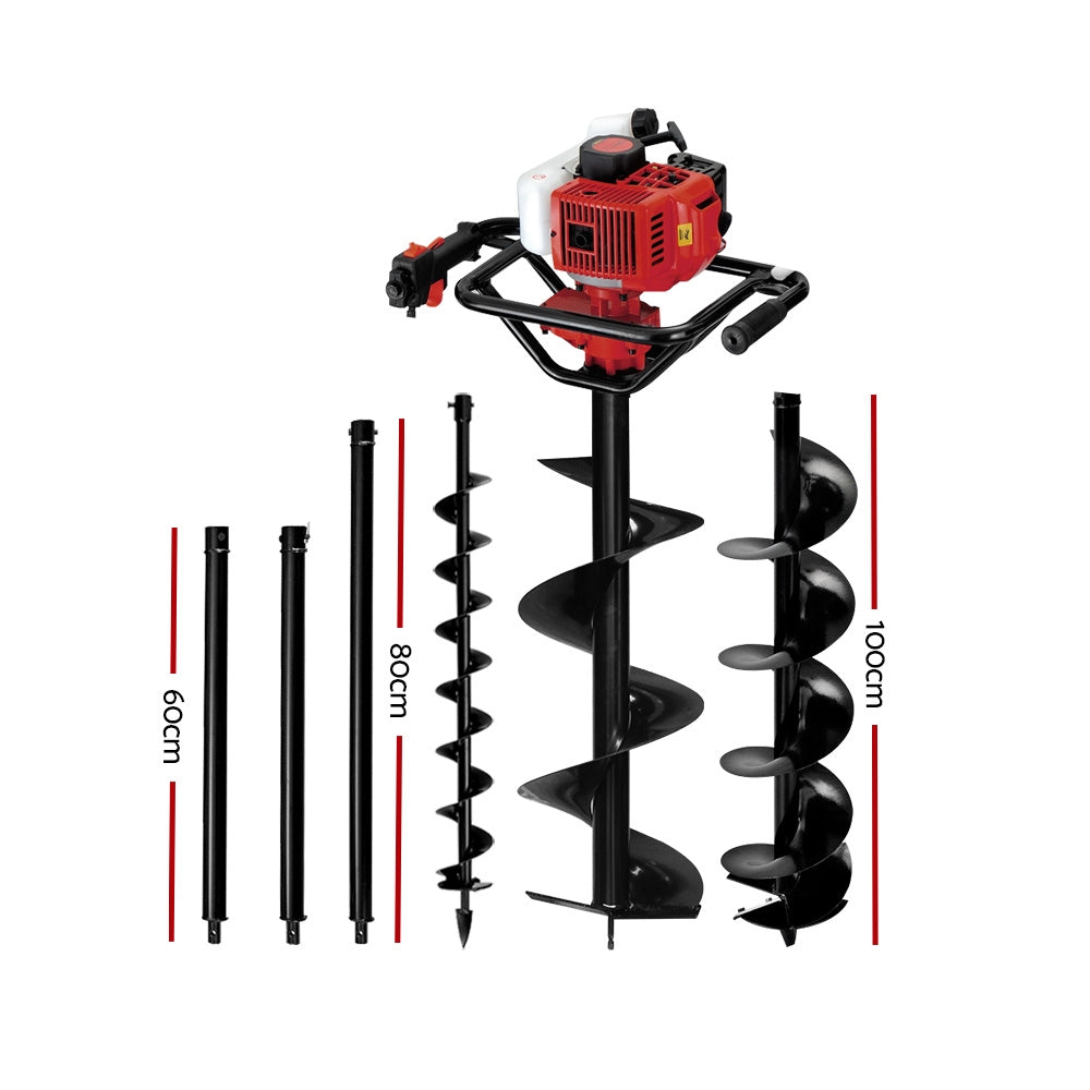 Giantz Post Hole Diggers Petrol Digger Extension Auger Bits