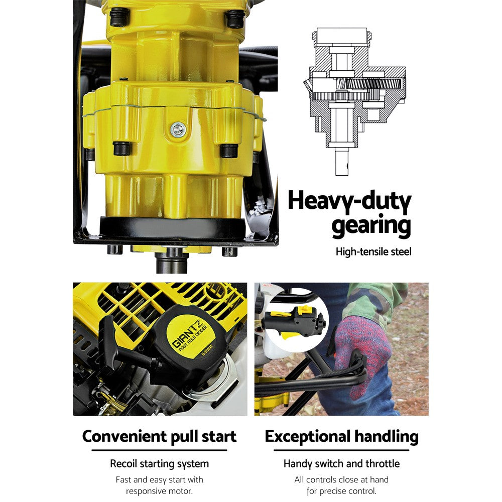 Giantz Post Hole Digger Motor Only Petrol Engine Yellow