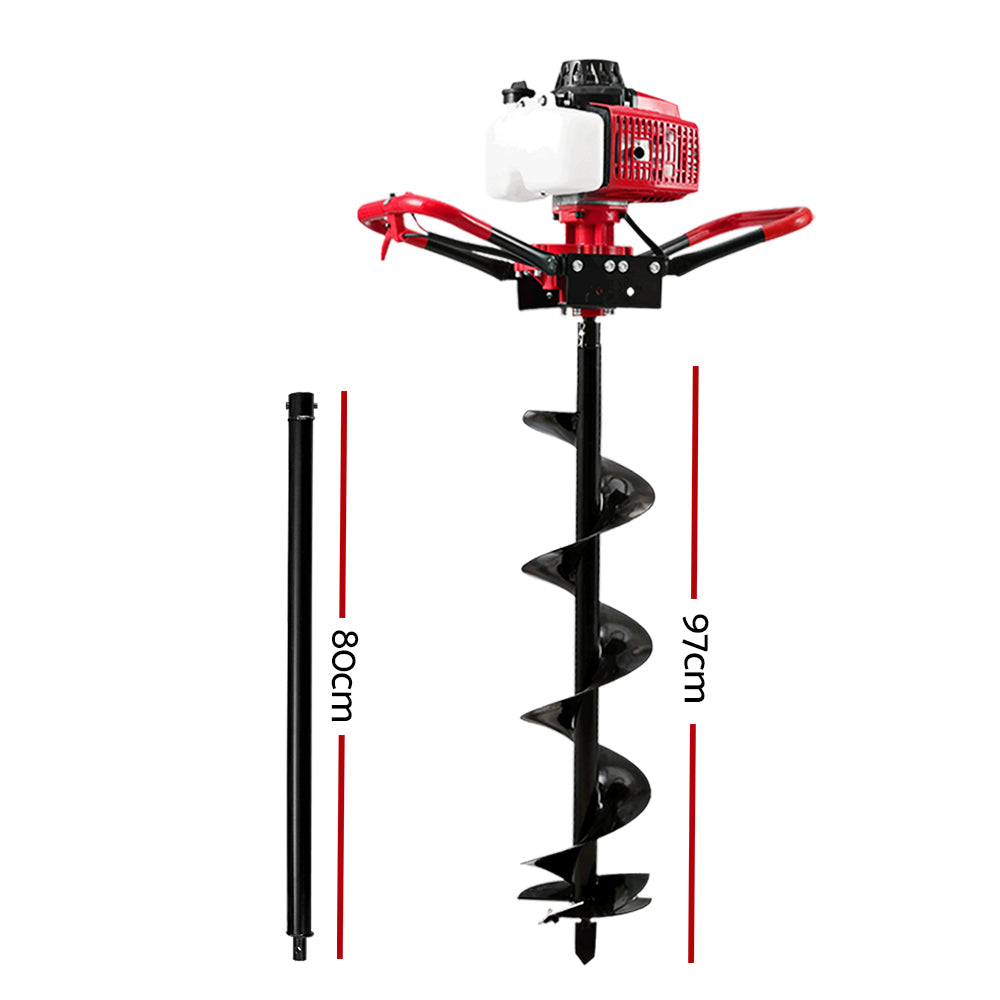 Giantz Post Hole Digger 200mm Petrol Drill Extension Auger Bits