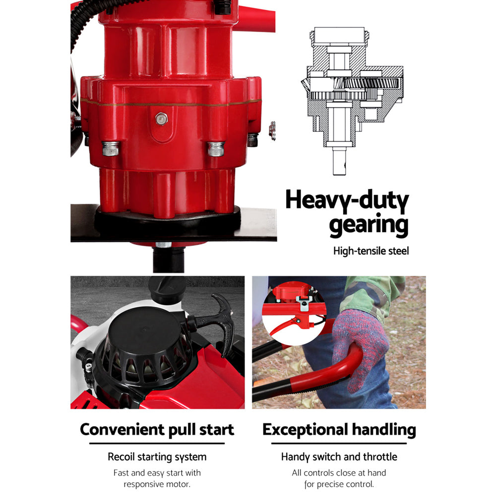 Giantz Post Hole Digger 200mm Petrol Drill Extension Auger Bits