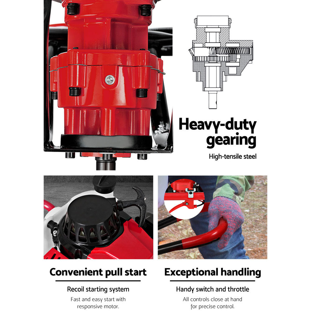Giantz Post Hole Digger Petrol Motor Drill Extension Auger Bits Kits