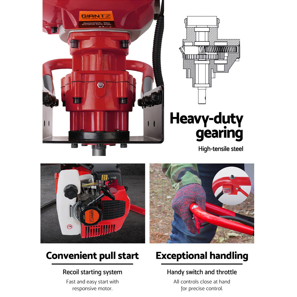 Giantz Post Hole Digger Motor Only Petrol Engine Red