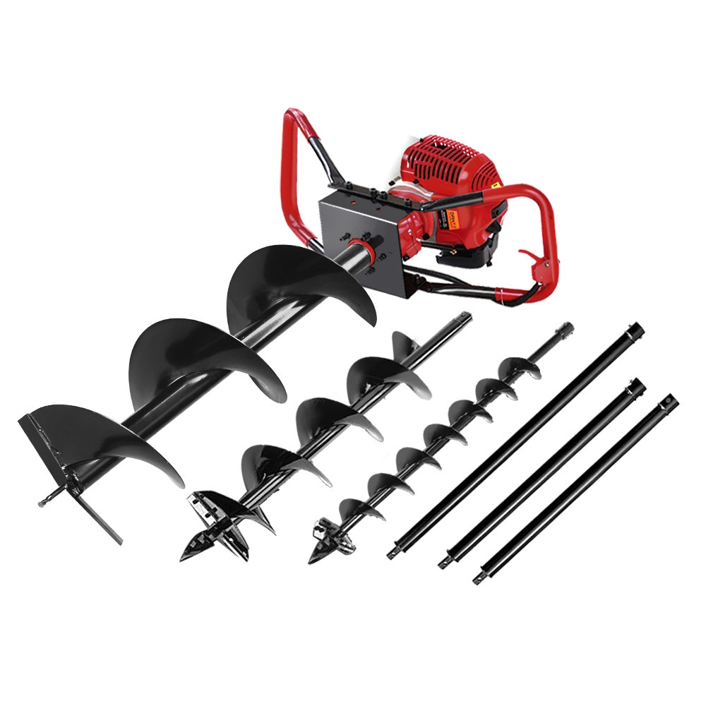 Giantz Petrol Post Hole Digger Extension Auger Bits Kit