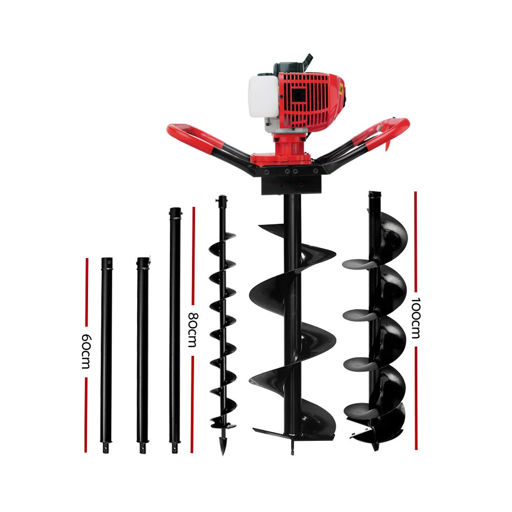 Giantz Petrol Post Hole Digger Extension Auger Bits Kit