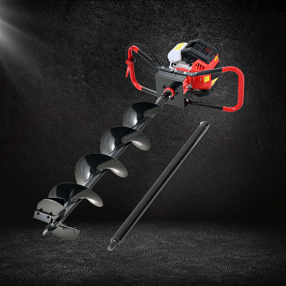 65cc Petrol Post Hole Digger with 200mm Auger and 80cm Extension Shaft