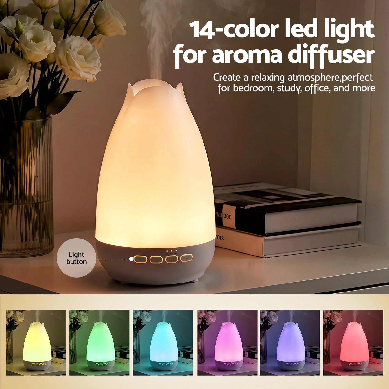 Ultrasonic Essential Oil Aroma Diffuser Aromatherapy Cool Mist Humidifier w/ LED Light 300ml
