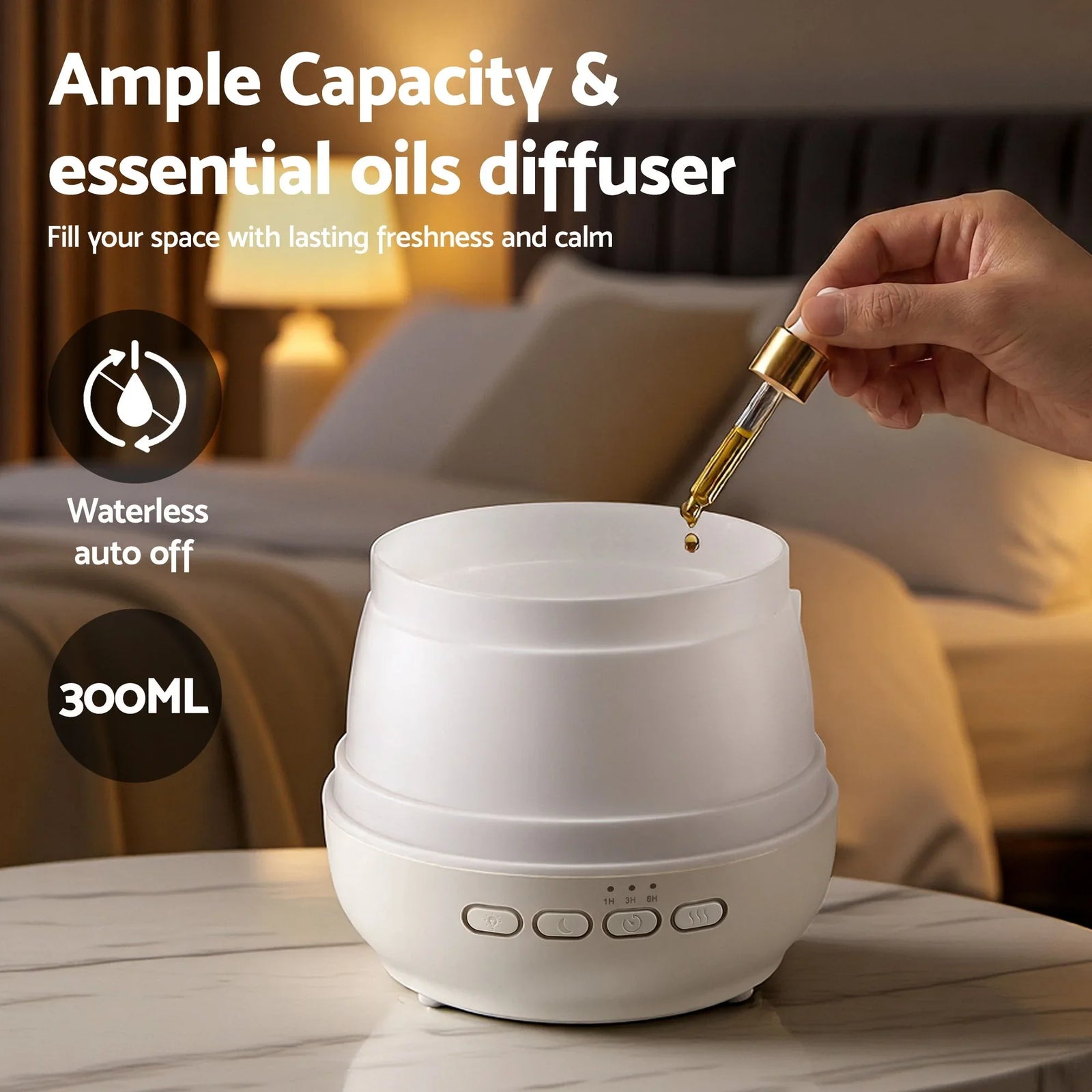 Ultrasonic Essential Oil Aroma Diffuser Aromatherapy Cool Mist Humidifier w/ LED Light 300ml