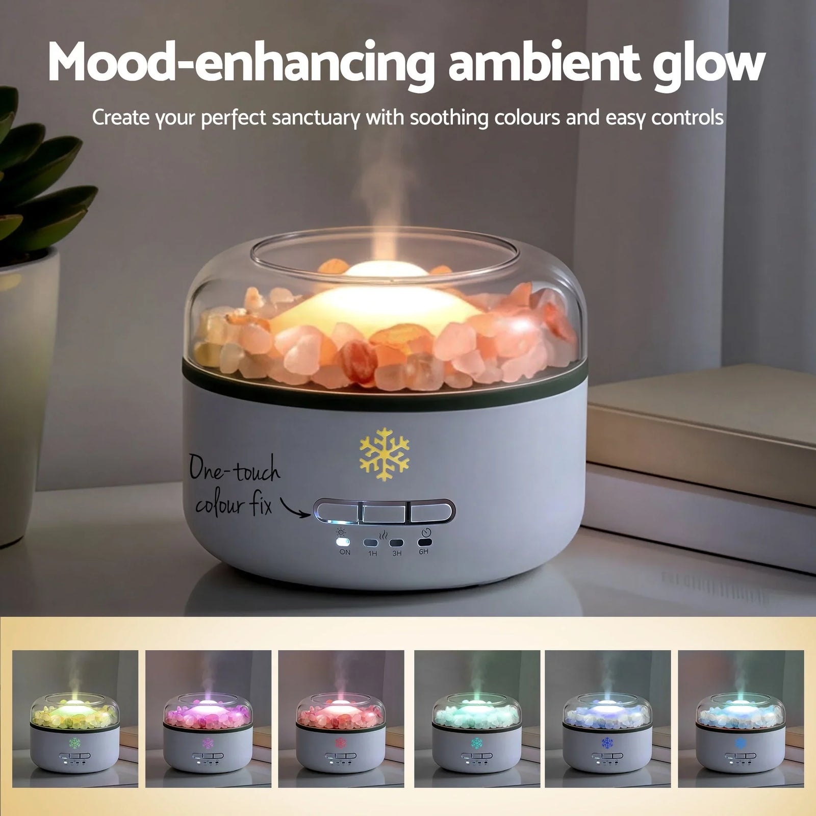 150ml Salt Lamp Aroma Diffuser Ultrasonic Humidifier Purifier 7 LED Colors