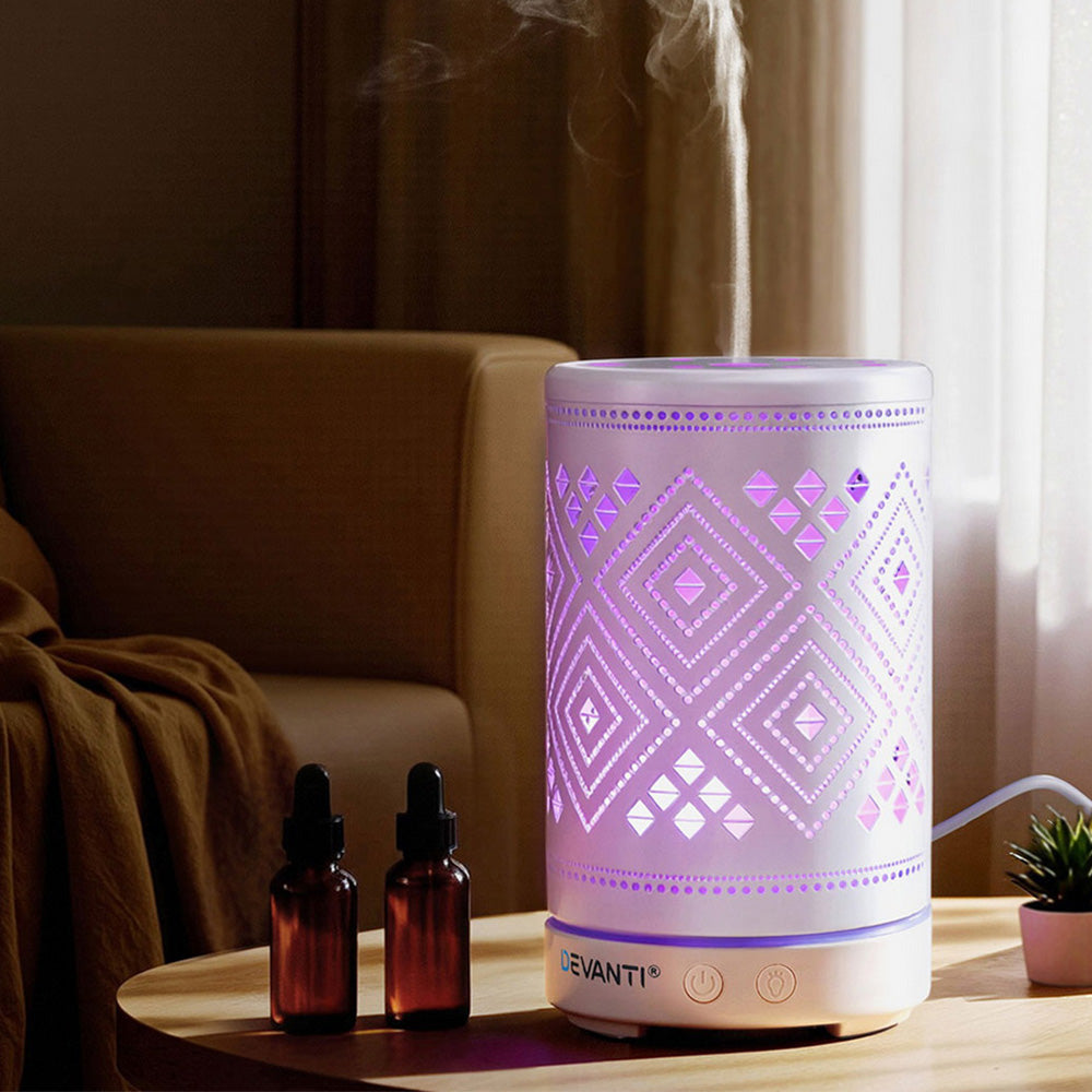 Ultrasonic Aroma Diffuser Aromatherapy 100ml LED Lights Iron Humidifier Forest