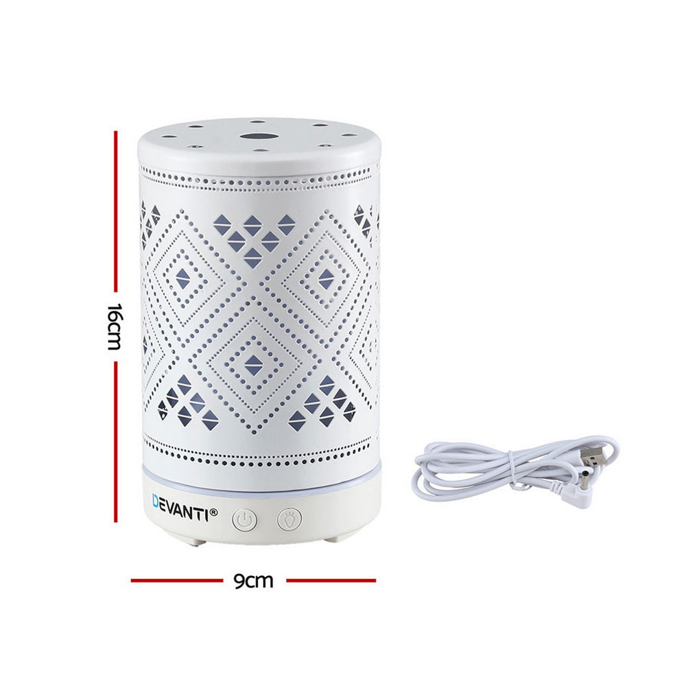 Ultrasonic Aroma Diffuser Aromatherapy 100ml LED Lights Iron Humidifier Forest