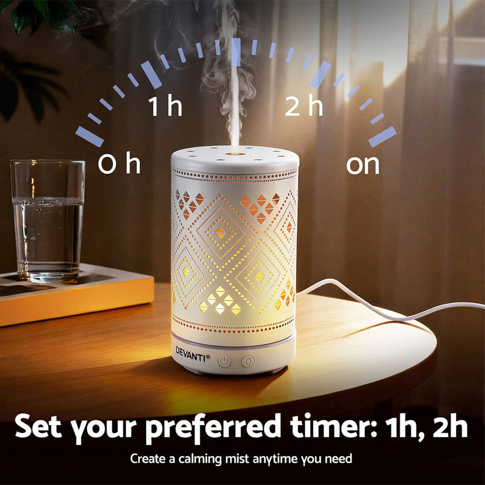 Ultrasonic Aroma Diffuser Aromatherapy 100ml LED Lights Iron Humidifier Forest