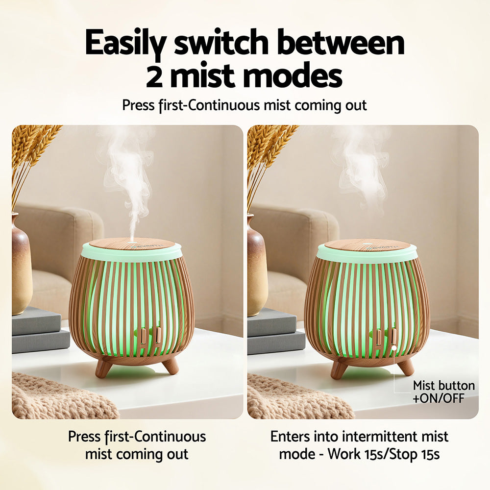 Ultrasonic Aroma Diffuser Aromatherapy 140ml LED Lights Iron Humidifier Forest Deep Wood