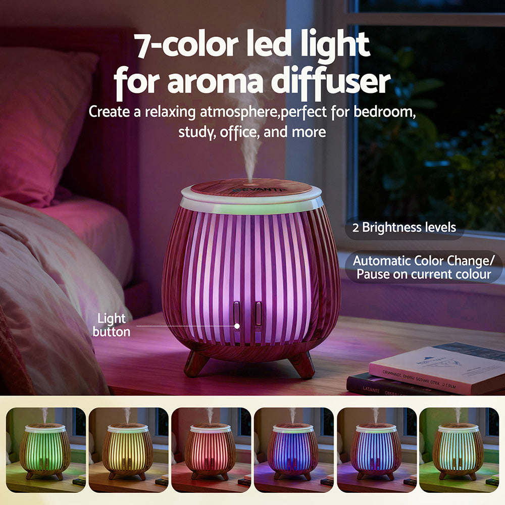Ultrasonic Aroma Diffuser Aromatherapy 140ml LED Lights Iron Humidifier Forest Deep Wood