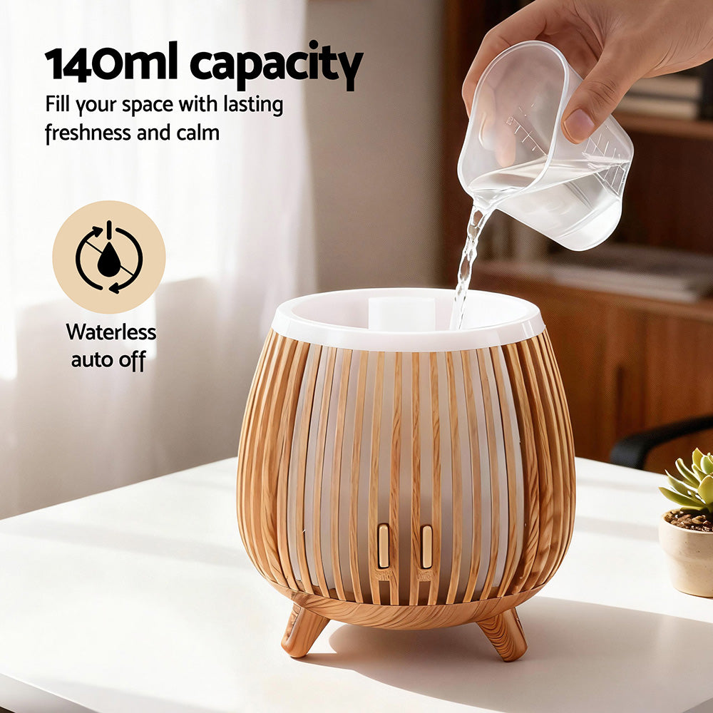Ultrasonic Aroma Diffuser Aromatherapy 140ml LED Lights Iron Humidifier Forest Deep Wood