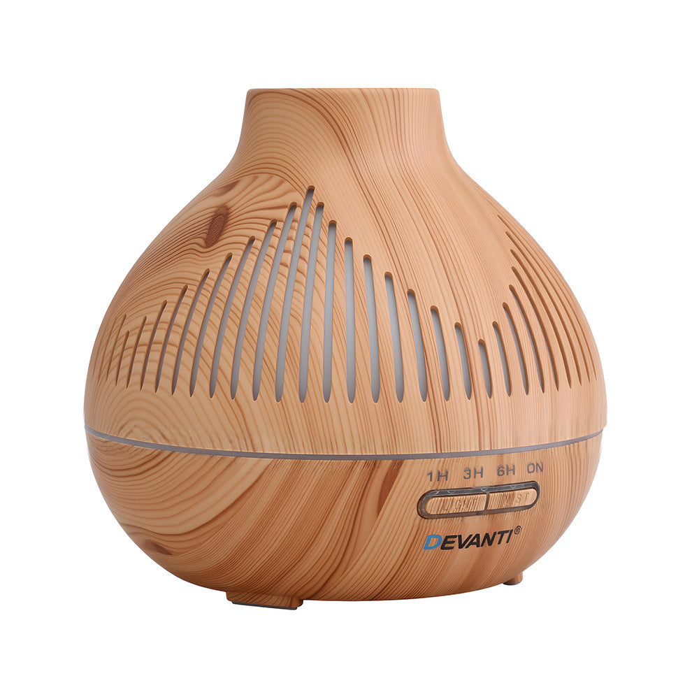 Ultrasonic Aroma Diffuser Aromatherapy 400ml LED Lights Iron Humidifier Forest Light wood grain