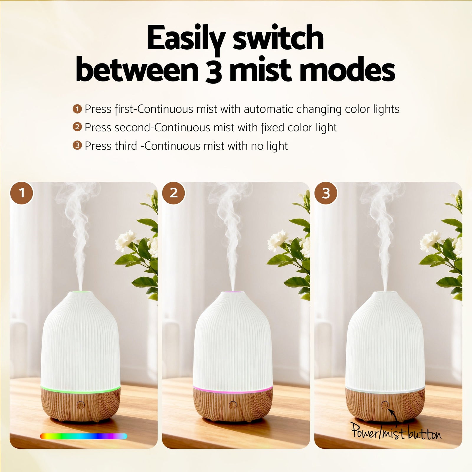 Ultrasonic Aroma Diffuser Aromatherapy 100ml LED Lights Iron Humidifier Forest
