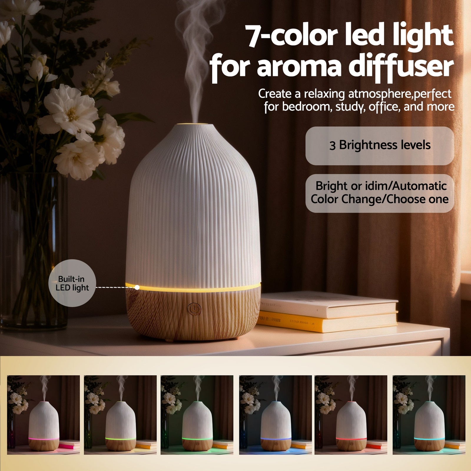 Ultrasonic Aroma Diffuser Aromatherapy 100ml LED Lights Iron Humidifier Forest