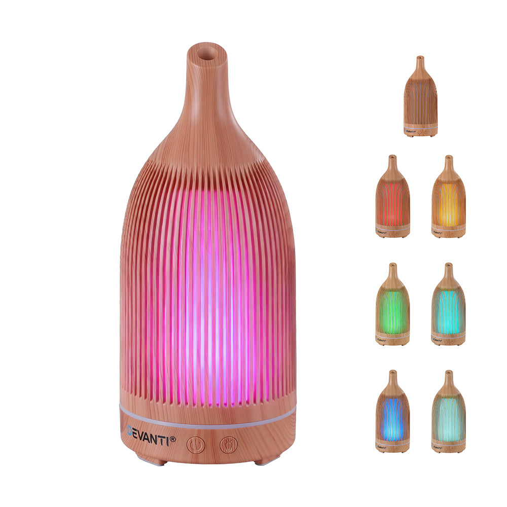 Ultrasonic Aroma Diffuser Aromatherapy 200ml LED Lights Iron Humidifier Forest Light wood grain
