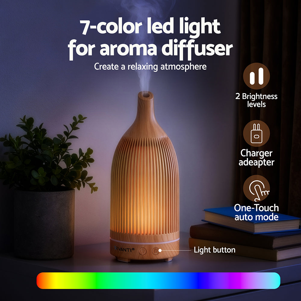 Ultrasonic Aroma Diffuser Aromatherapy 200ml LED Lights Iron Humidifier Forest Light wood grain