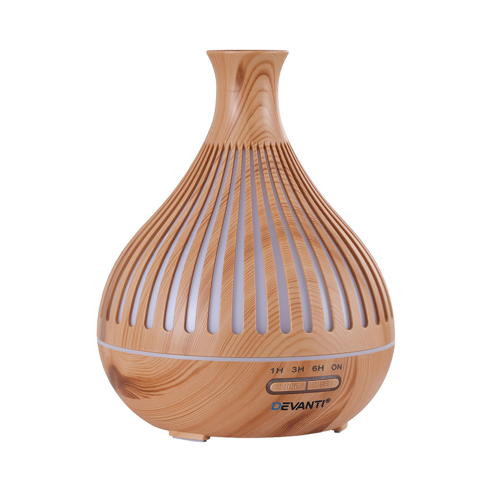 Ultrasonic Aroma Diffuser Aromatherapy 400ml LED Lights Iron Humidifier Forest Light wood grain