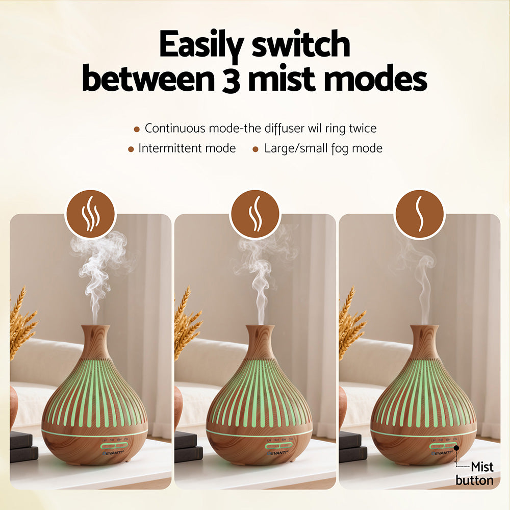 Ultrasonic Aroma Diffuser Aromatherapy 400ml LED Lights Iron Humidifier Forest Light wood grain
