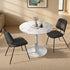Round Dining Set – 60cm White Marble Table with 2 Black Upholstered Chairs