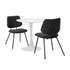 Round Dining Set – 60cm White Marble Table with 2 Black Upholstered Chairs