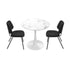 Round Dining Set – 60cm White Marble Table with 2 Black Upholstered Chairs