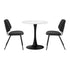 Round Dining Set – White 60cm Table with 2 Dark Grey Chairs