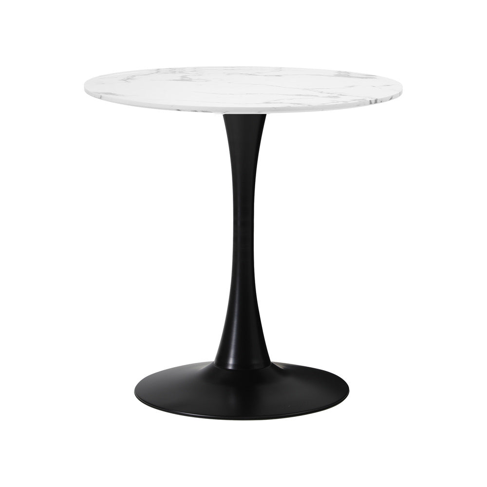Round Dining Set – White 60cm Table with 2 Dark Grey Chairs