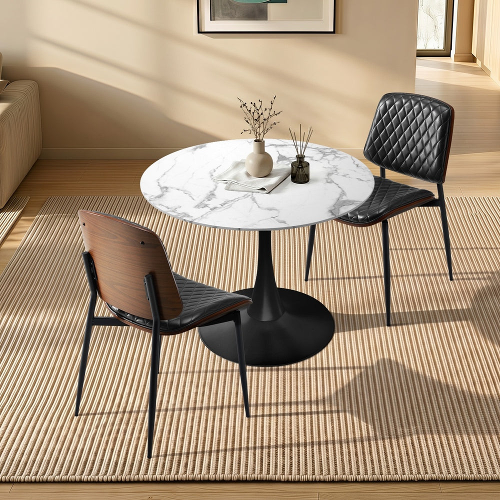 Dining Table Set 60cm Table and Chairs White & Black