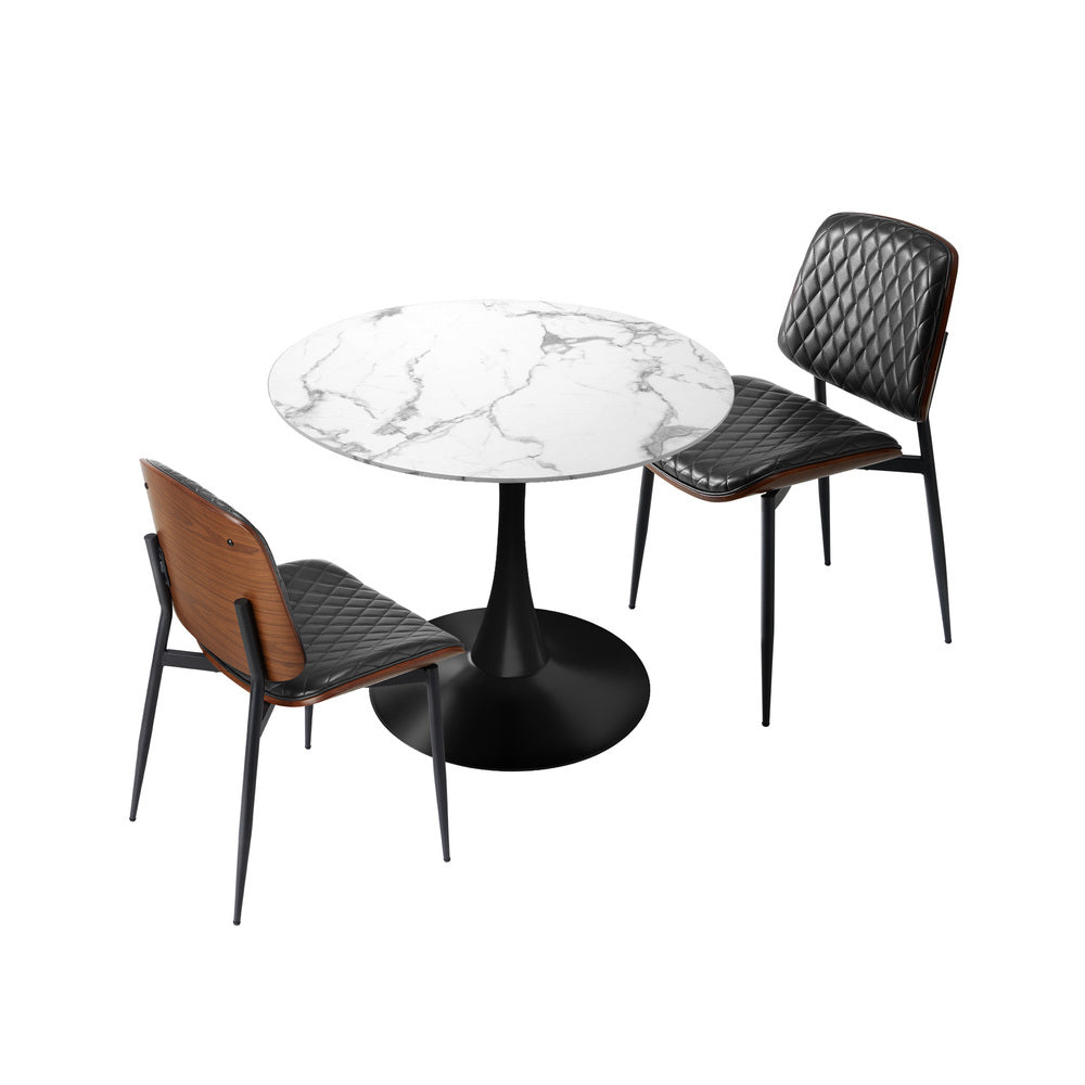Dining Table Set 60cm Table and Chairs White & Black