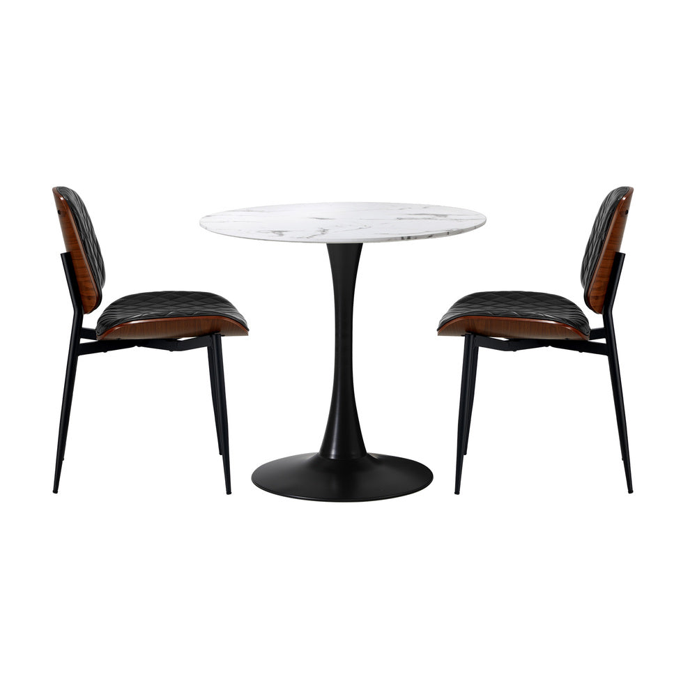 Dining Table Set 60cm Table and Chairs White & Black