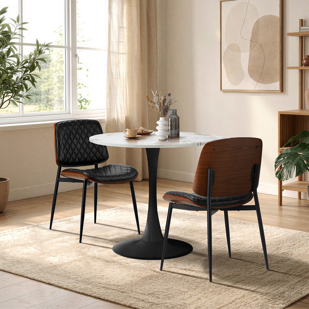 Dining Table Set 60cm Table and Chairs White & Black