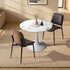 3 Pc Dining Set 60cm Round Marble Look Table 2 PU Leather Chairs Brown & White