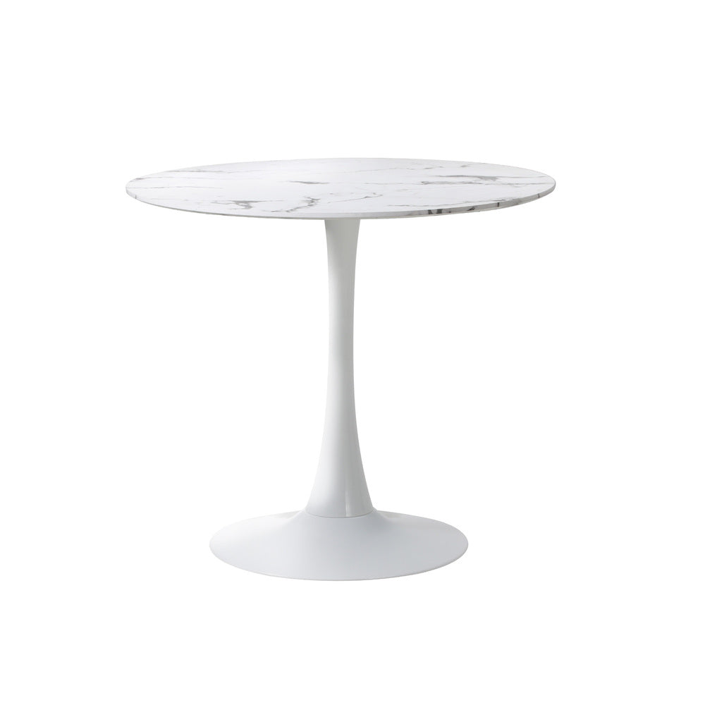 Oikiture Dining Table Set 60cm with Chairs PU Leather Brown & White