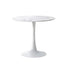 3 Pc Dining Set 60cm Round Marble Look Table 2 PU Leather Chairs Brown & White