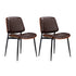 3 Pc Dining Set 60cm Round Marble Look Table 2 PU Leather Chairs Brown & White