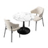 Oikiture 3PCS Dining Set Round Marble Look Table 2 Sherpa Chairs White Black
