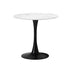 Oikiture 3PCS Dining Set Round Marble Look Table 2 Sherpa Chairs White Black