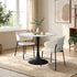 Oikiture 3PCS Dining Set Round Marble Look Table 2 Sherpa Chairs White Black