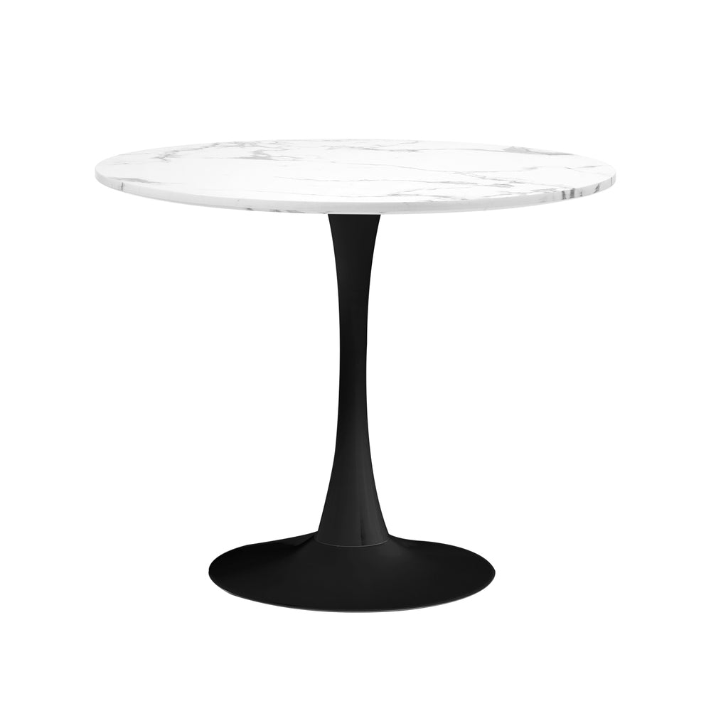 90cm Round Dining Table with 4PCS Chairs Sherpa White