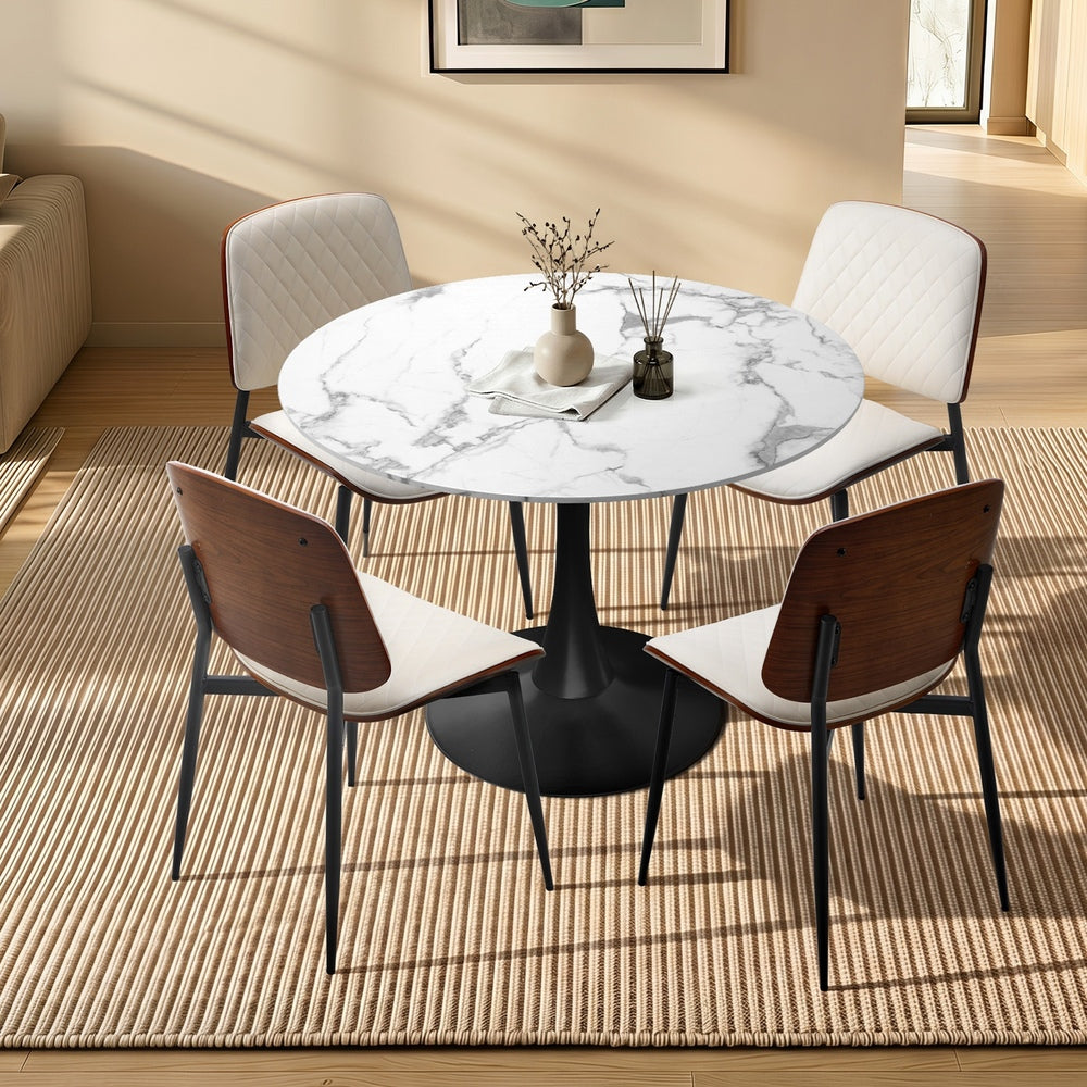 Oikiture Dining Table Set 90cm Table and Chairs White & Black
