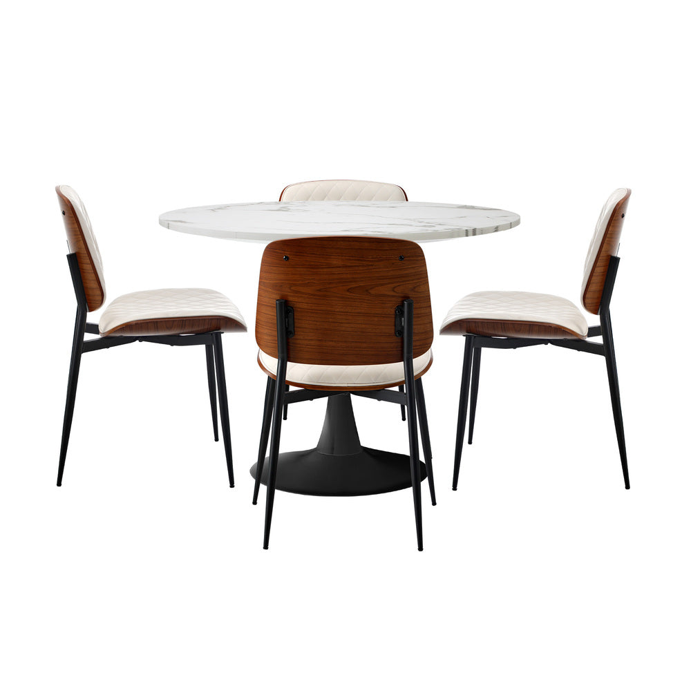 Oikiture Dining Table Set 90cm Table and Chairs White & Black