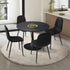 Oikiture 90cm Round Dining Table with 4x Dining Chairs PU Leather Black