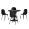 Oikiture 90cm Round Dining Table with 4x Dining Chairs PU Leather Black