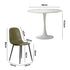 Oikiture 90cm Round Dining Table with 4x Dining Chairs PU Leather Green